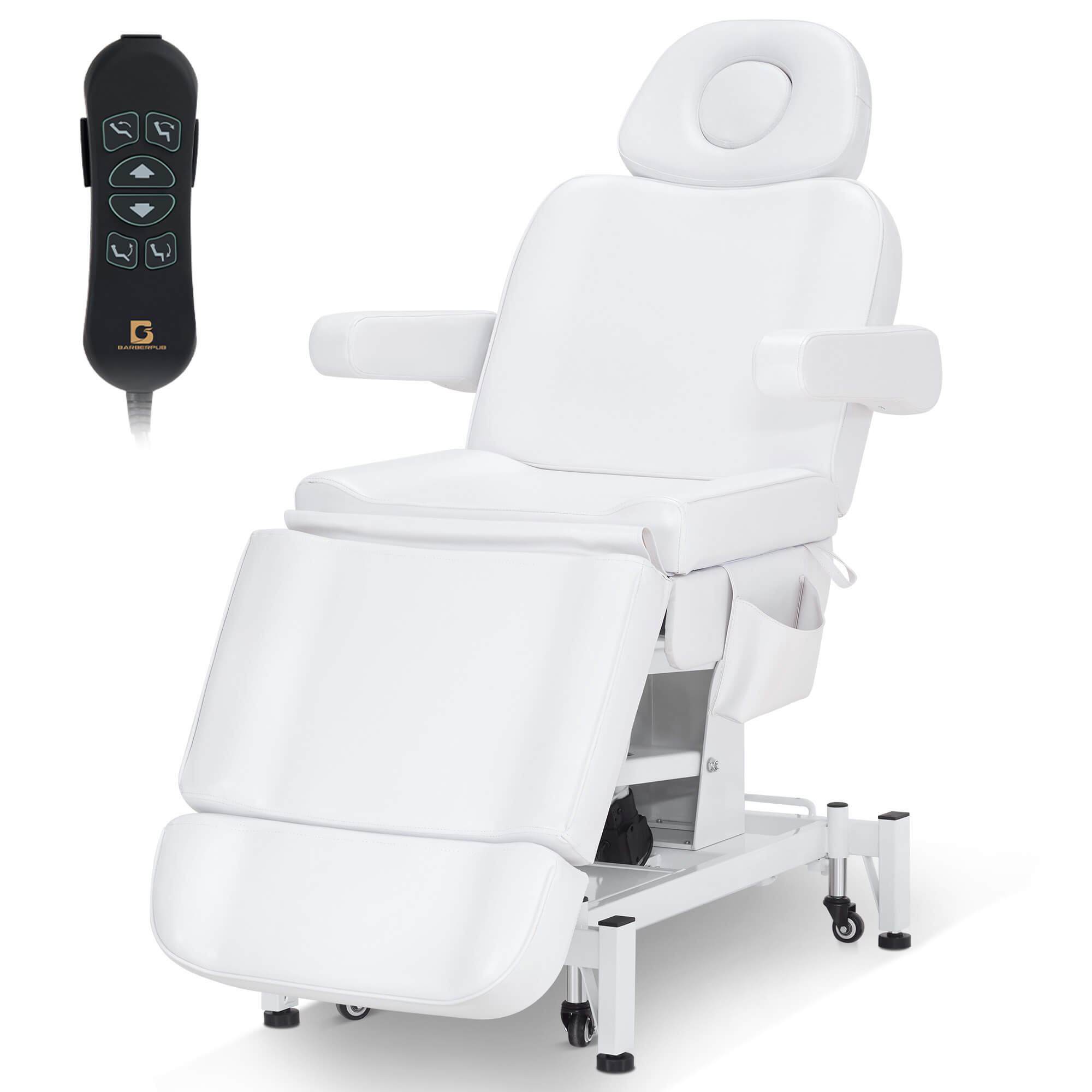 3 Motors Adjustable Electric Massage Beauty Bed, Spa Facial Chair with Foot Casters, PVC Leather 2754