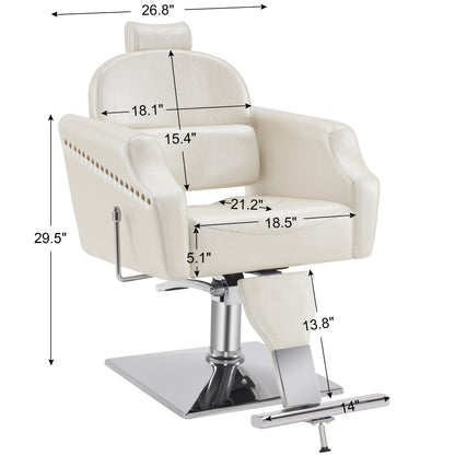 BarberPub Barber Chair with Headrest, Reclining Salon Chairs for Hair Stylist 3125