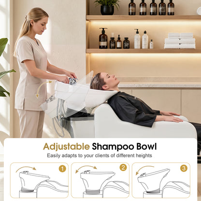 BarberPub Backwash Shampoo Chair and Bowl Set for Salon, 9064