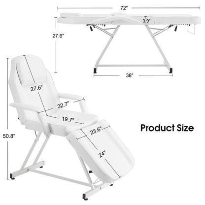 BarberPub Adjustable Tattoo Chair, Facial Chair for Client, 72 Inches Massage Table 0015
