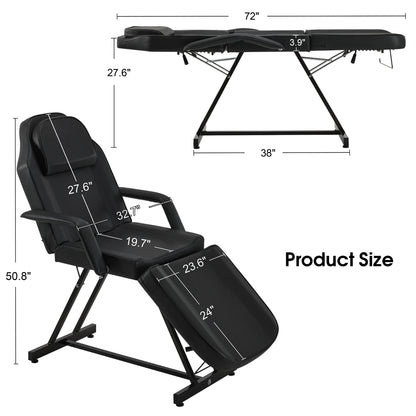 BarberPub Adjustable Tattoo Chair, Facial Chair for Client, 72 Inches Massage Table 0015