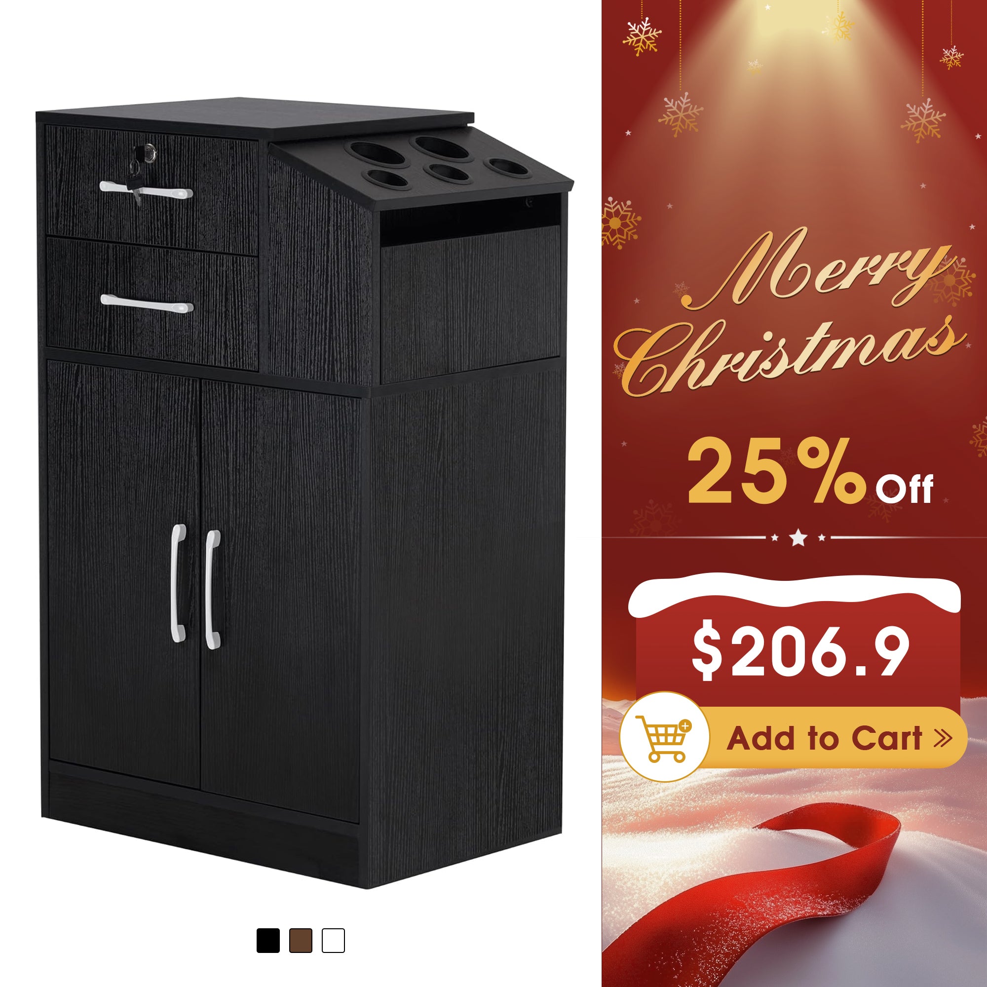 BarberPub Barber Locking Storage Station Beauty Salon Cabinet for Hair Stylist 2005