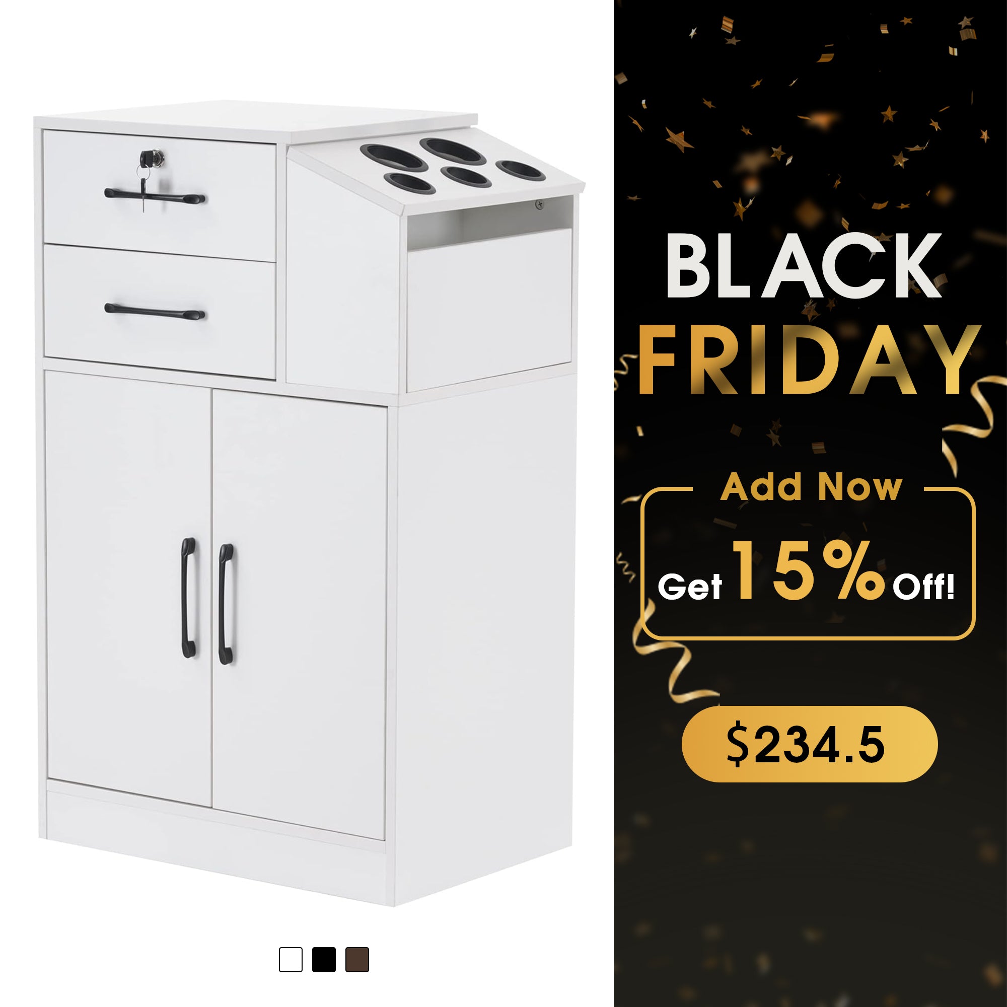 BarberPub Barber Locking Storage Station Beauty Salon Cabinet for Hair Stylist 2005