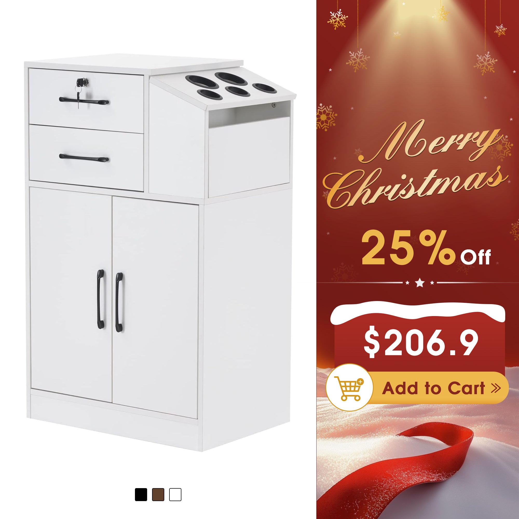 BarberPub Barber Locking Storage Station Beauty Salon Cabinet for Hair Stylist 2005