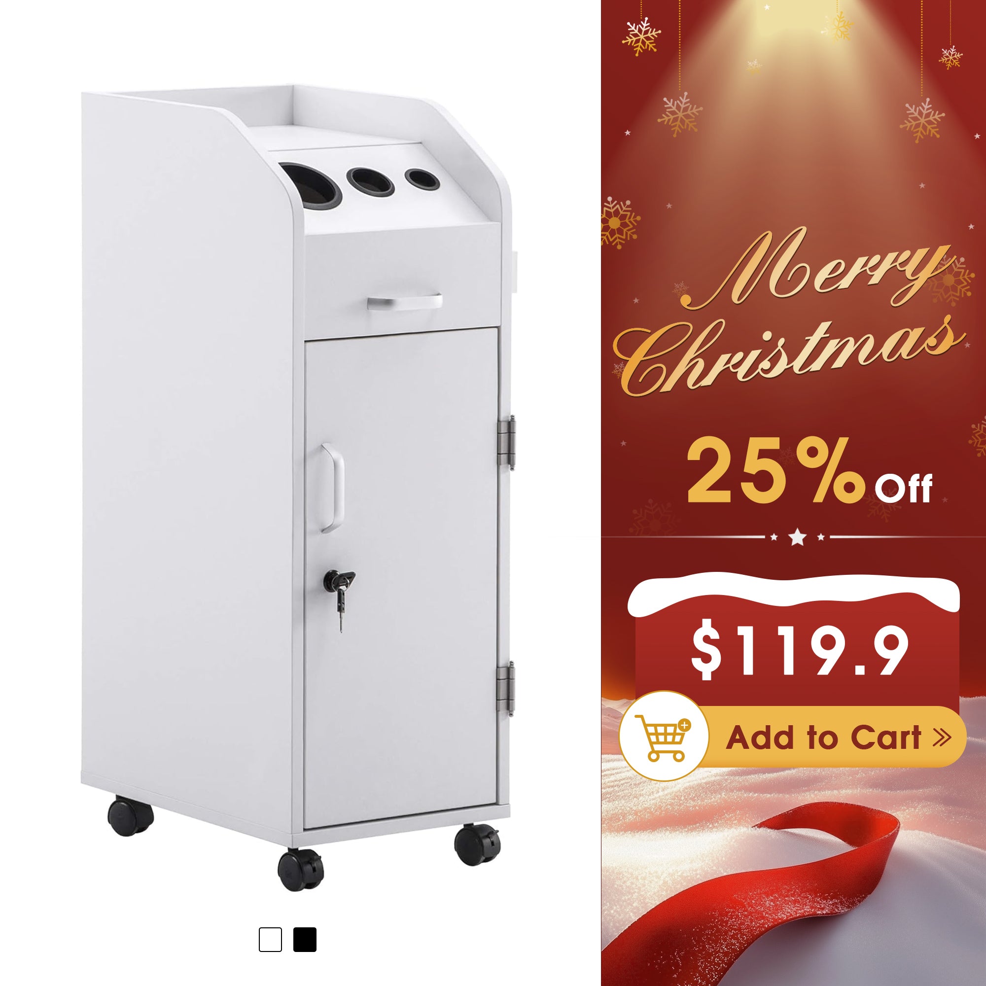 BarberPub Barber Storage Trolley with Hair Dryer Holder Salon Stylist Equipment 2011