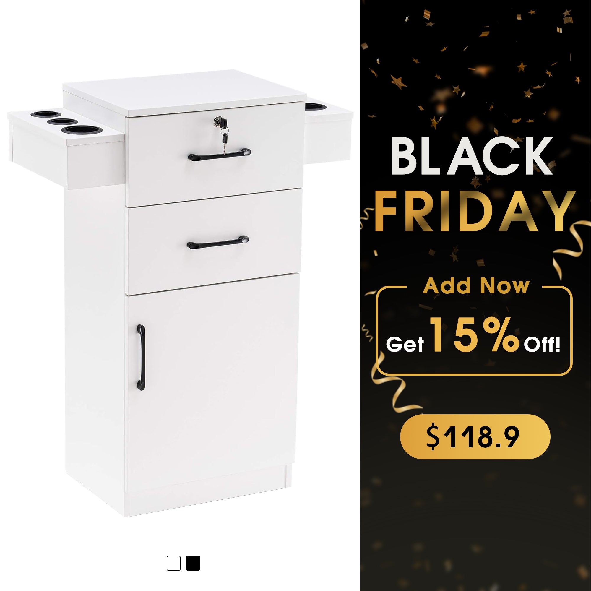 BarberPub Locking Salon Cabinet with Hair Dryer Holder Barber Stylist Station 2021