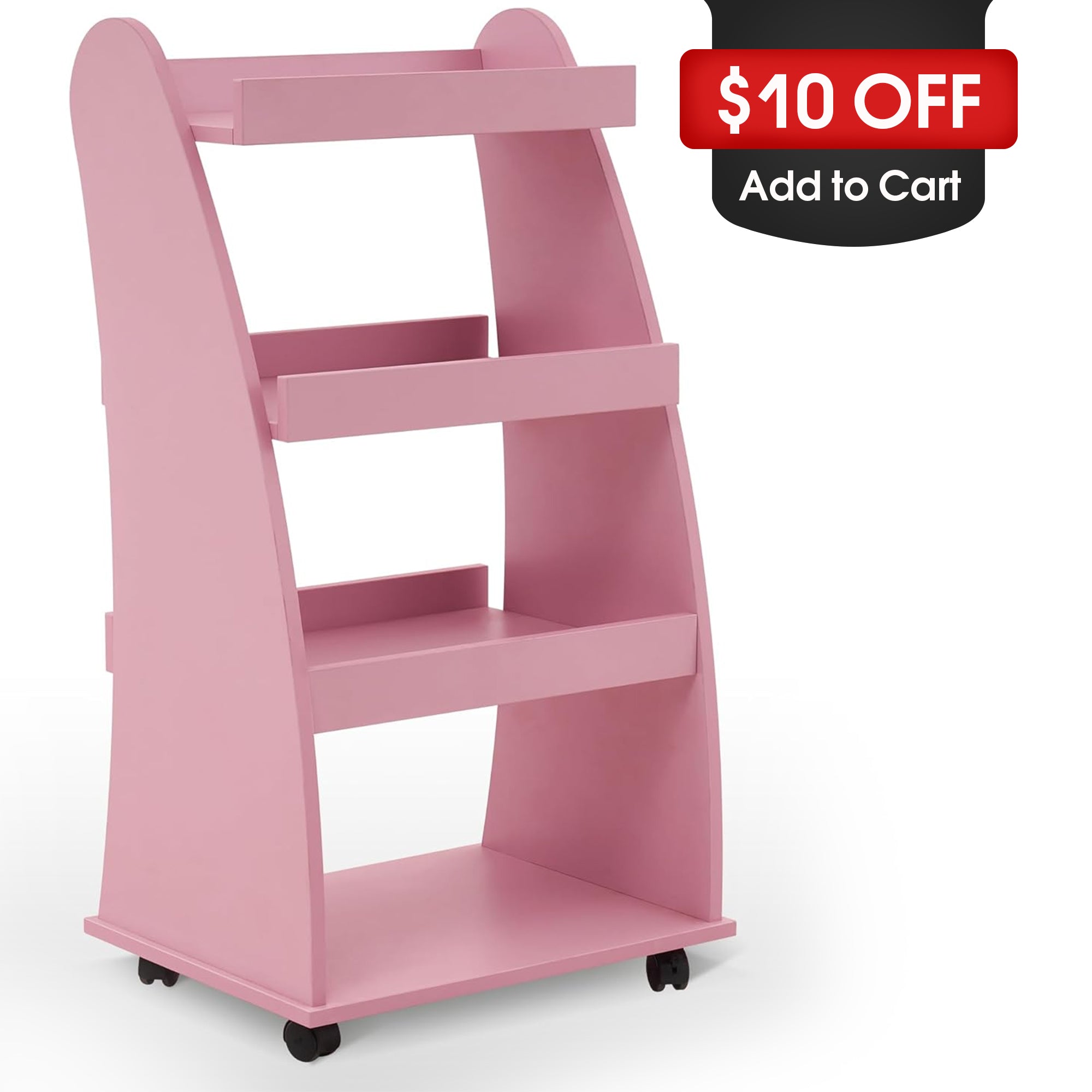 4-Tier Kids Bookshelf Rolling Cart for Storage, Children's Bookcases Organizer 2030