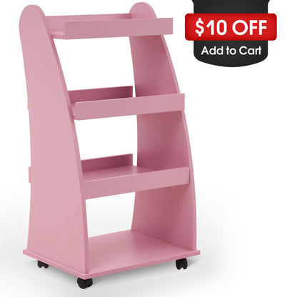 4-Tier Kids Bookshelf Rolling Cart for Storage, Children's Bookcases Organizer 2030