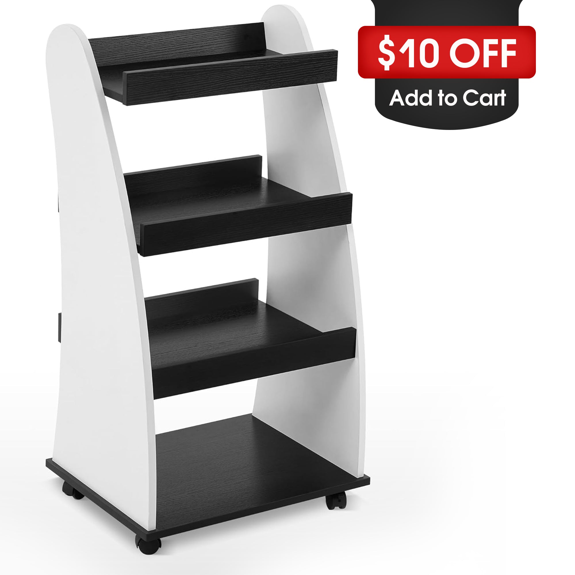 4-Tier Kids Bookshelf Rolling Cart for Storage, Children's Bookcases Organizer 2030