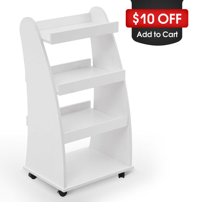 4-Tier Kids Bookshelf Rolling Cart for Storage, Children's Bookcases Organizer 2030