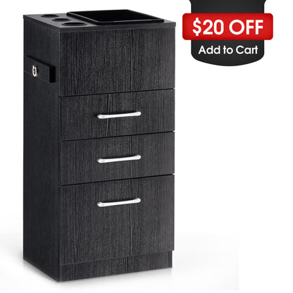 Utility Barber Station with Hair Dryer Holders, Salon Styling Cabinet for Storage 2035