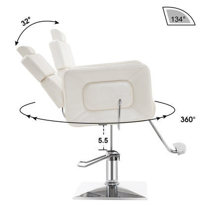 BarberPub Barber Chair, Reclining Hydraulic Salon Chair for Barbershop 2065