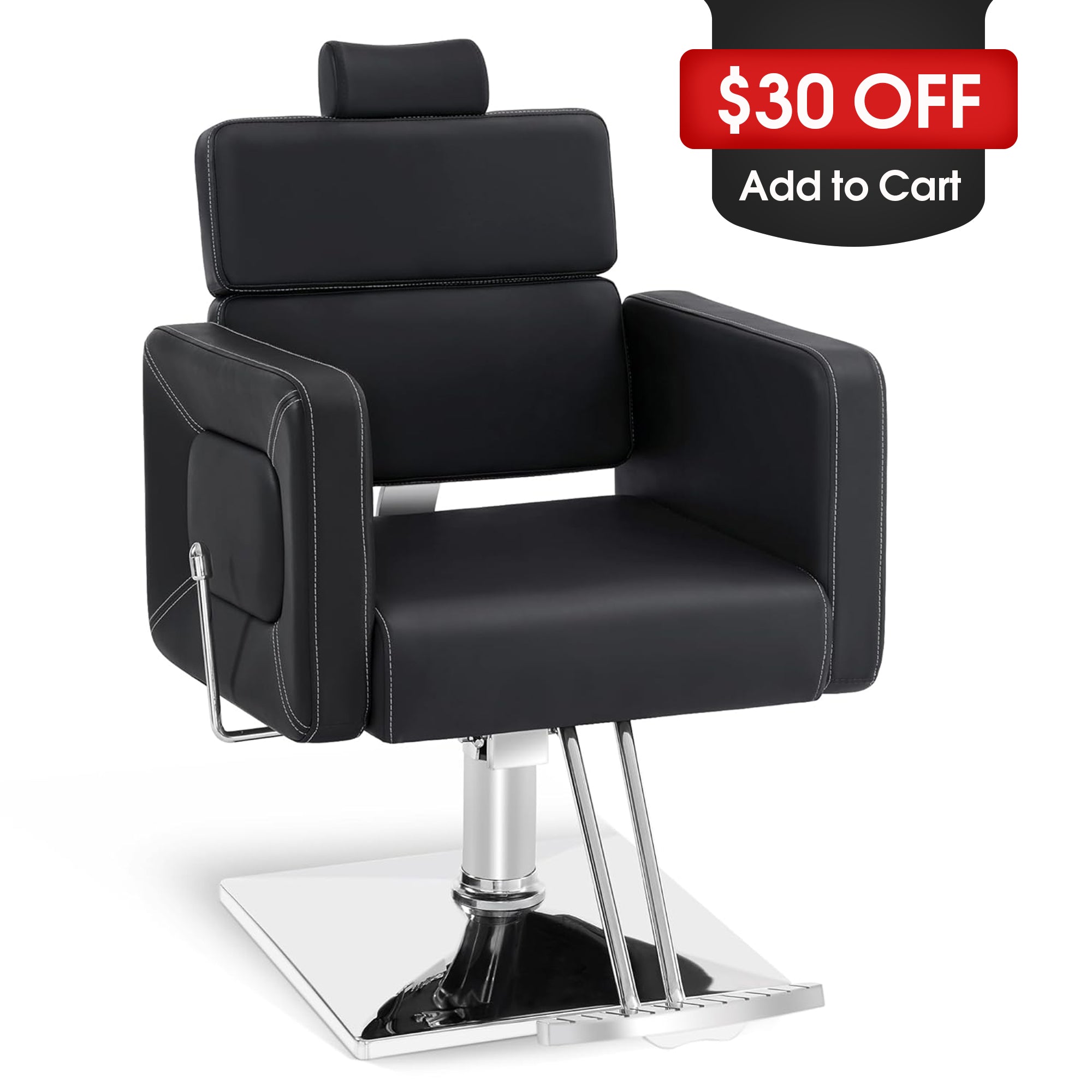 BarberPub Barber Chair, Reclining Hydraulic Salon Chair for Barbershop 2065