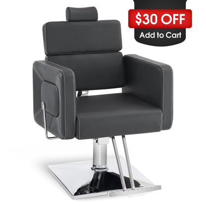 BarberPub Barber Chair, Reclining Hydraulic Salon Chair for Barbershop 2065