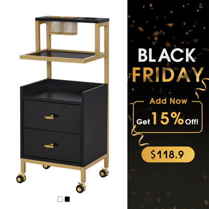 Beauty Salon Trolley with Tool Holders & Wheels, SPA Barber Rolling Cart with  Metal Frame 2084