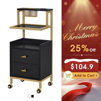Beauty Salon Trolley with Tool Holders & Wheels, SPA Barber Rolling Cart with  Metal Frame 2084