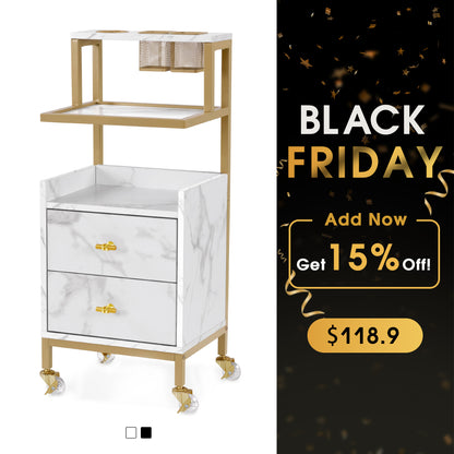 Beauty Salon Trolley with Tool Holders & Wheels, SPA Barber Rolling Cart with  Metal Frame 2084