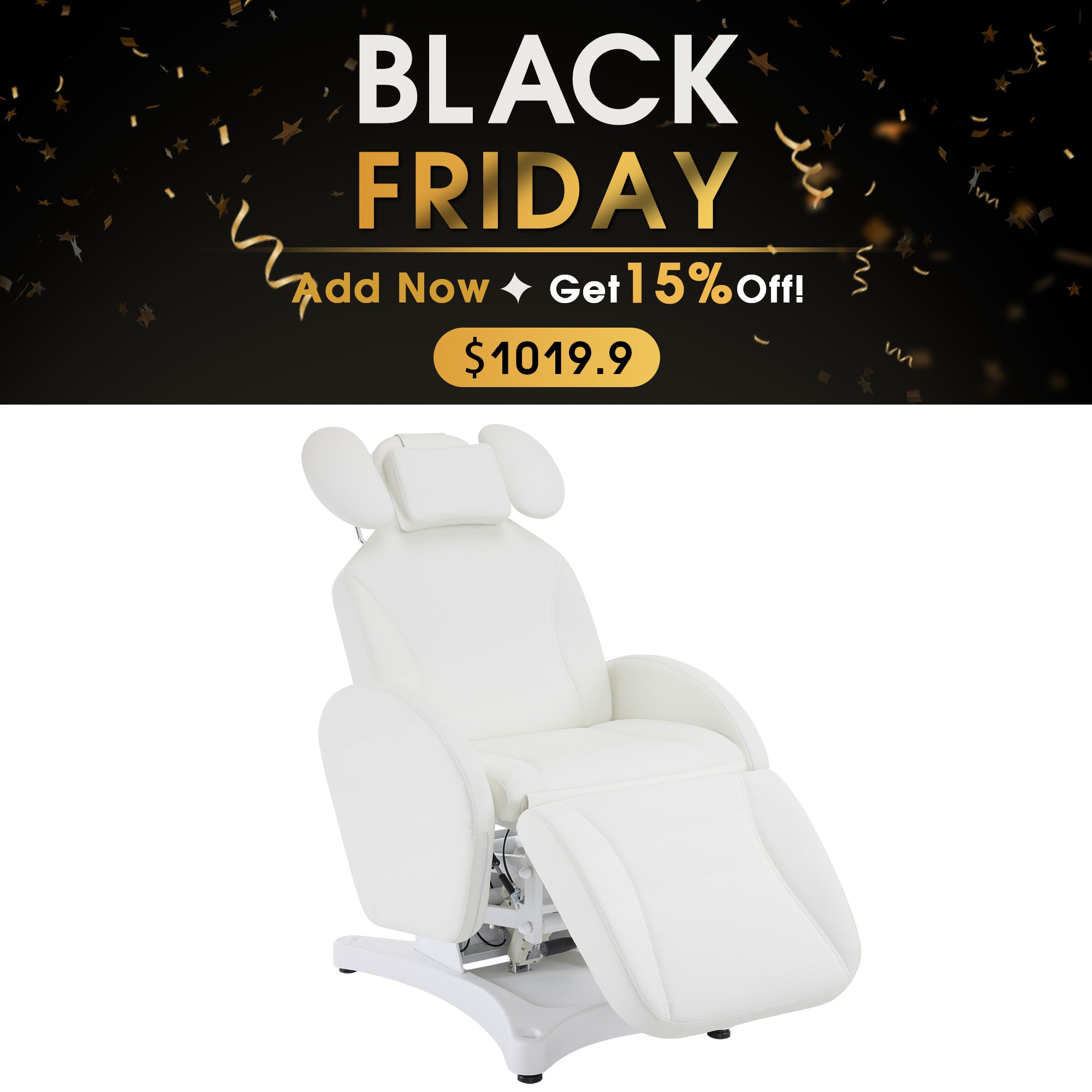 BarberPub Electric Esthetician Bed, Ergonomic Facial Massage Table with 1 Motor, 330 lbs Capacity 2114