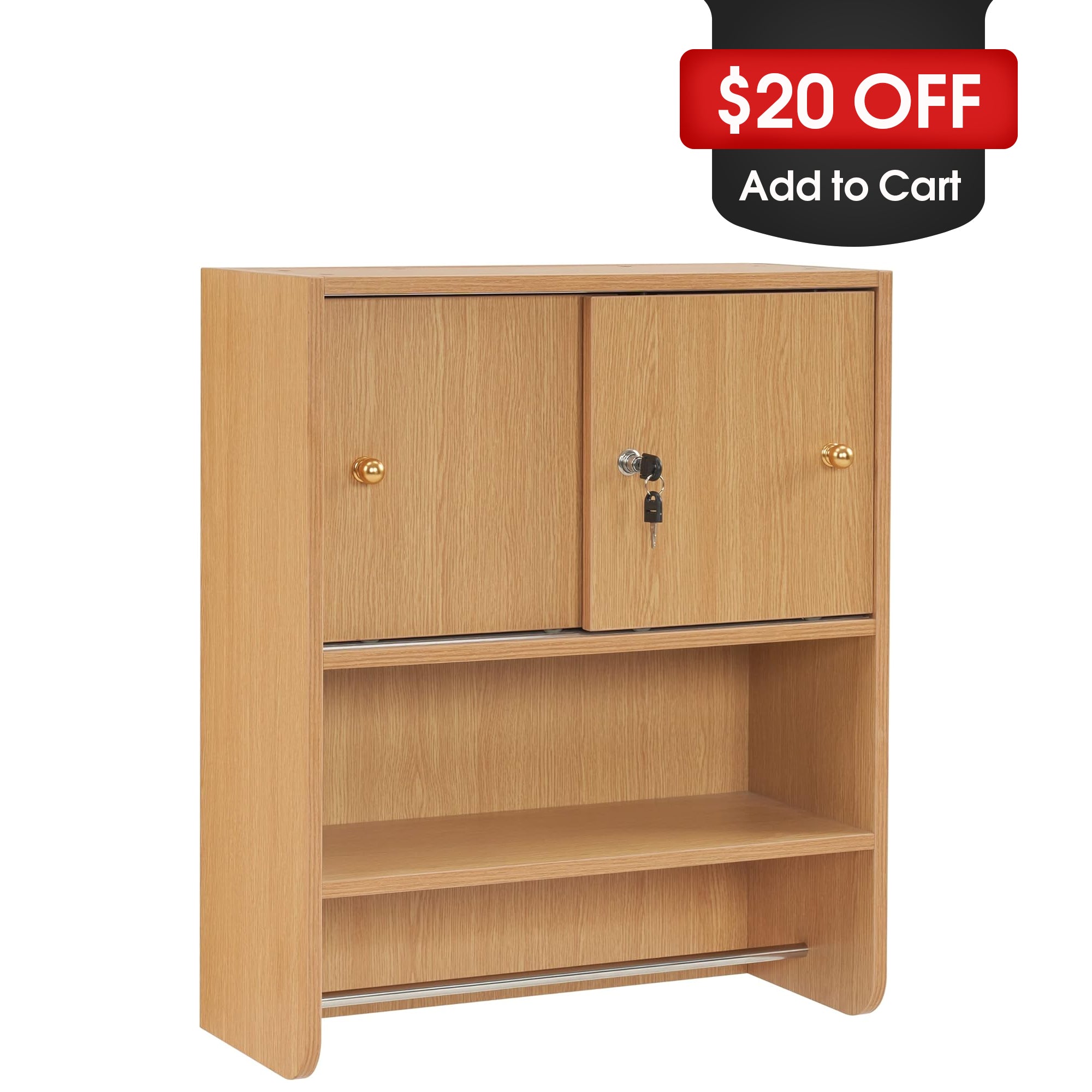 BarberPub Salon Wall Mounted Styling Station Beauty Cabinet with Sliding Doors 2204