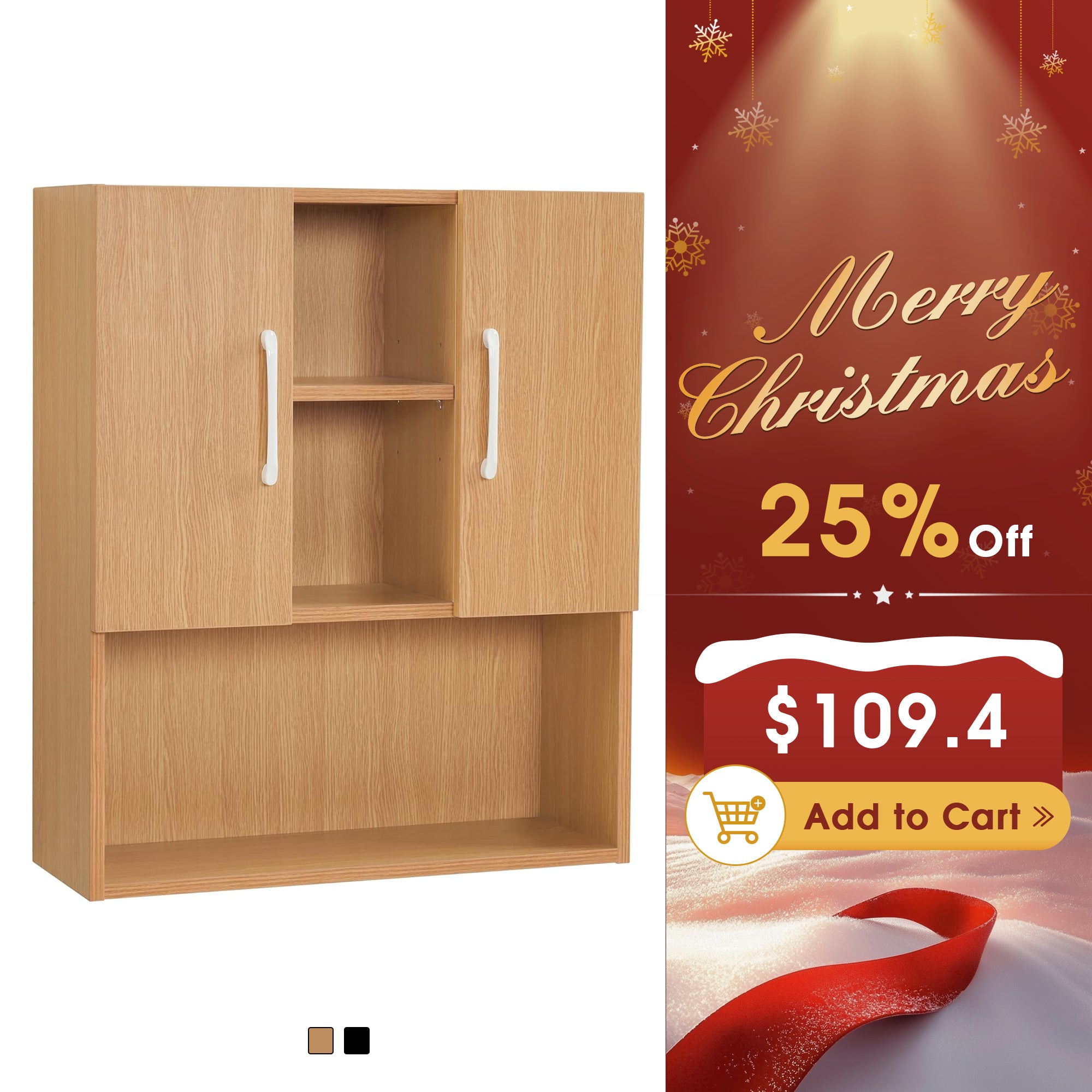 BarberPub Barber Wall Mounted Styling Cabinet Salon Brief Hanging Cabinet 2205