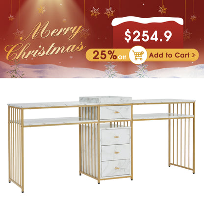 BarberPub Double Acetone Resistant Manicure Table Beauty Storage Nail Desk 2456