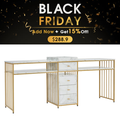 BarberPub Double Acetone Resistant Manicure Table Beauty Storage Nail Desk 2456