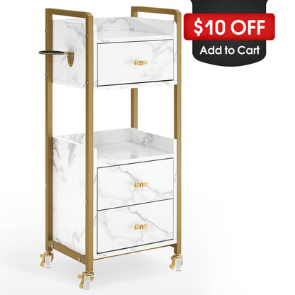 Barber Trolley with Lockable Wheels, Hair Salon Rolling Cart, Tattoo Storage Makeup Equipment 2478