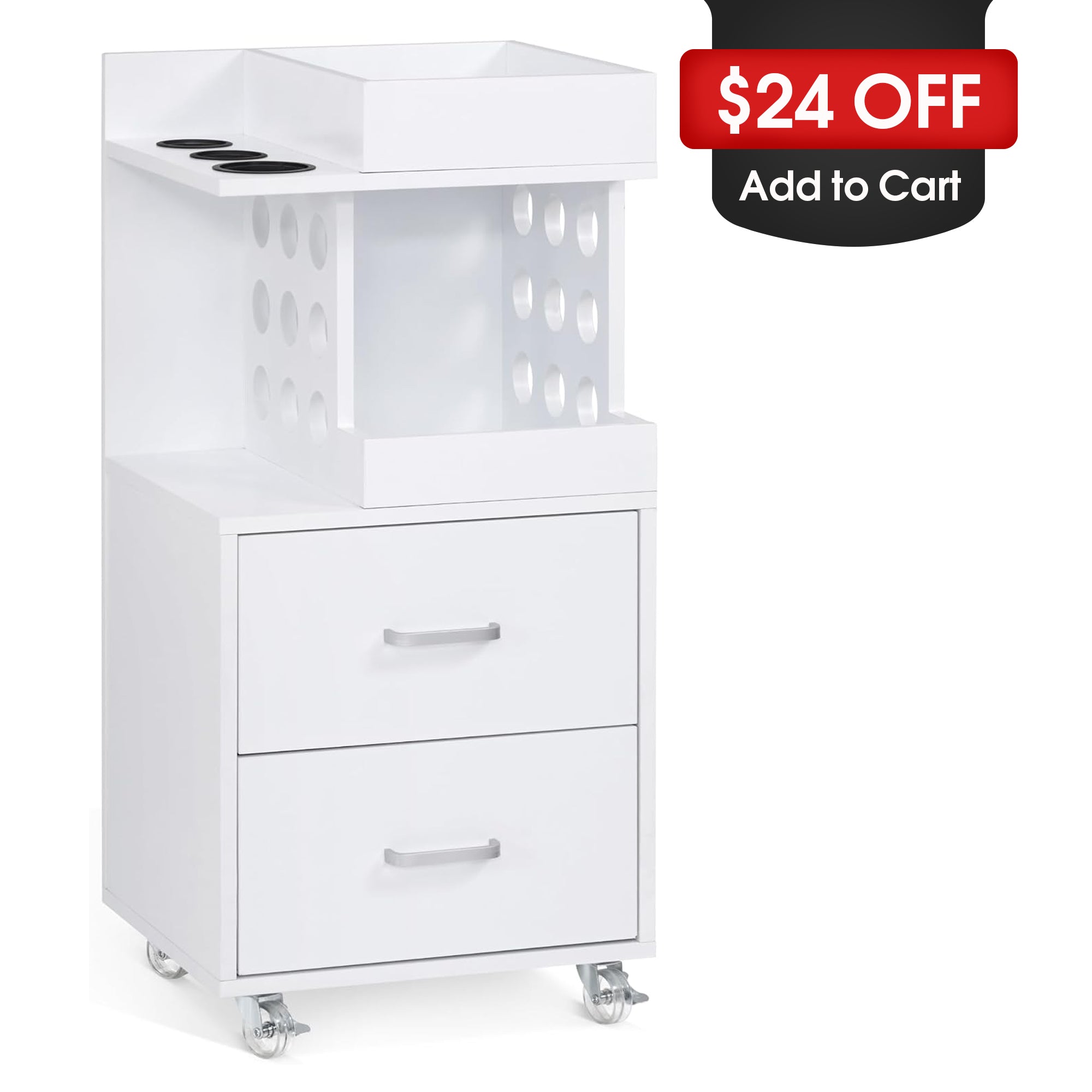 Salon Rolling Trolley with Pegboard, Hair Styling Utility Cart for Storage 2492