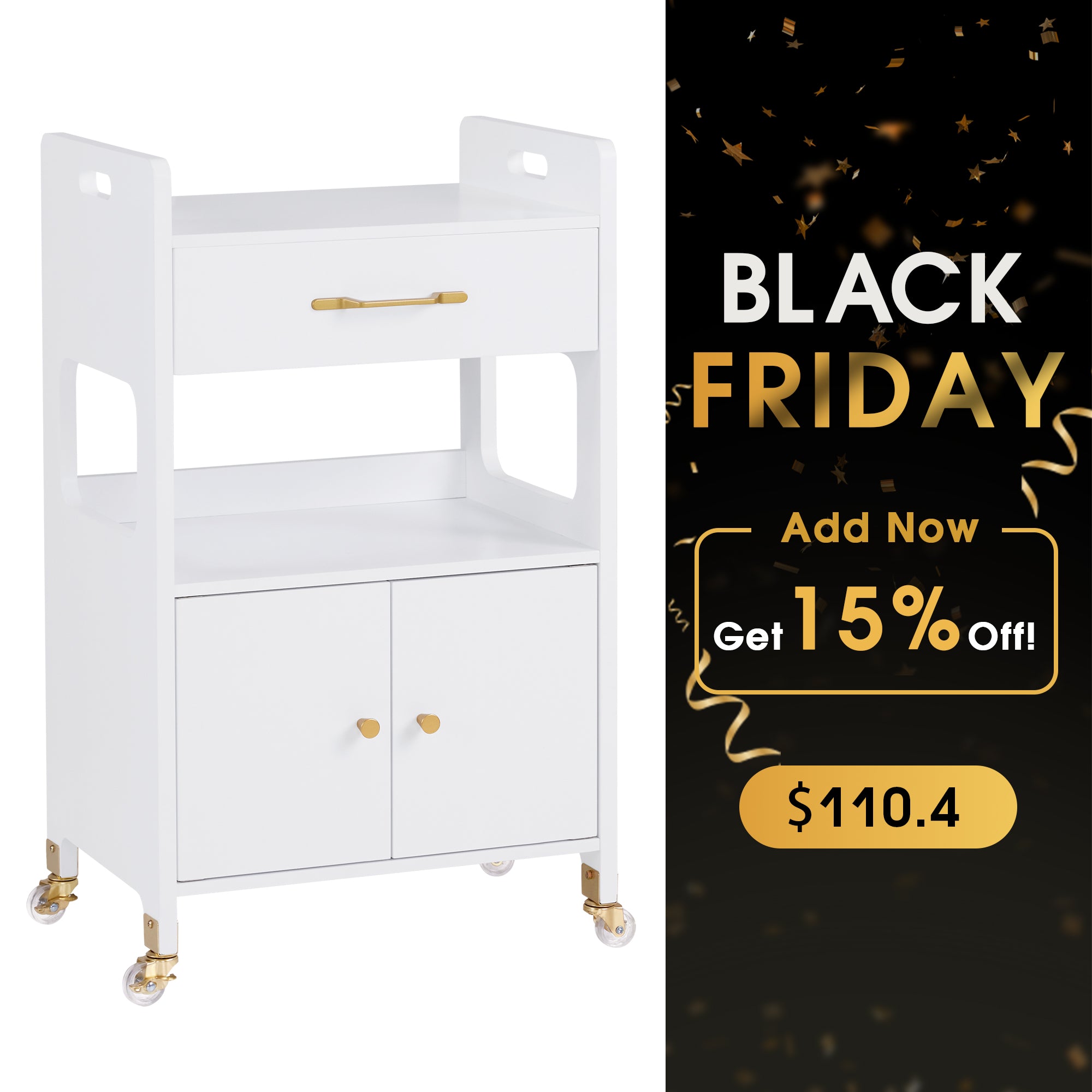 Beauty Salon Rolling Storage Cart, Barber Utility Trolley for Hairdresser, Spa Tools Organizer 2494