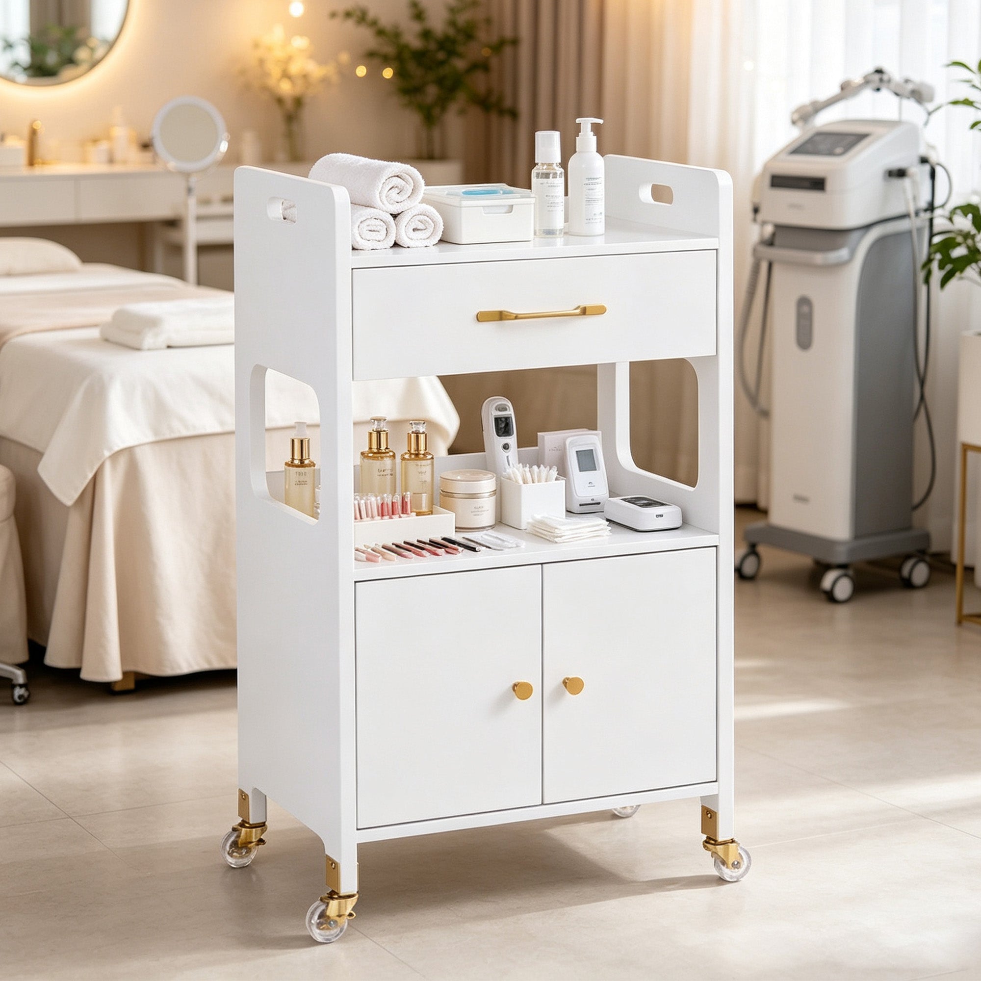 Beauty Salon Rolling Storage Cart, Barber Utility Trolley for Hairdresser, Spa Tools Organizer 2494