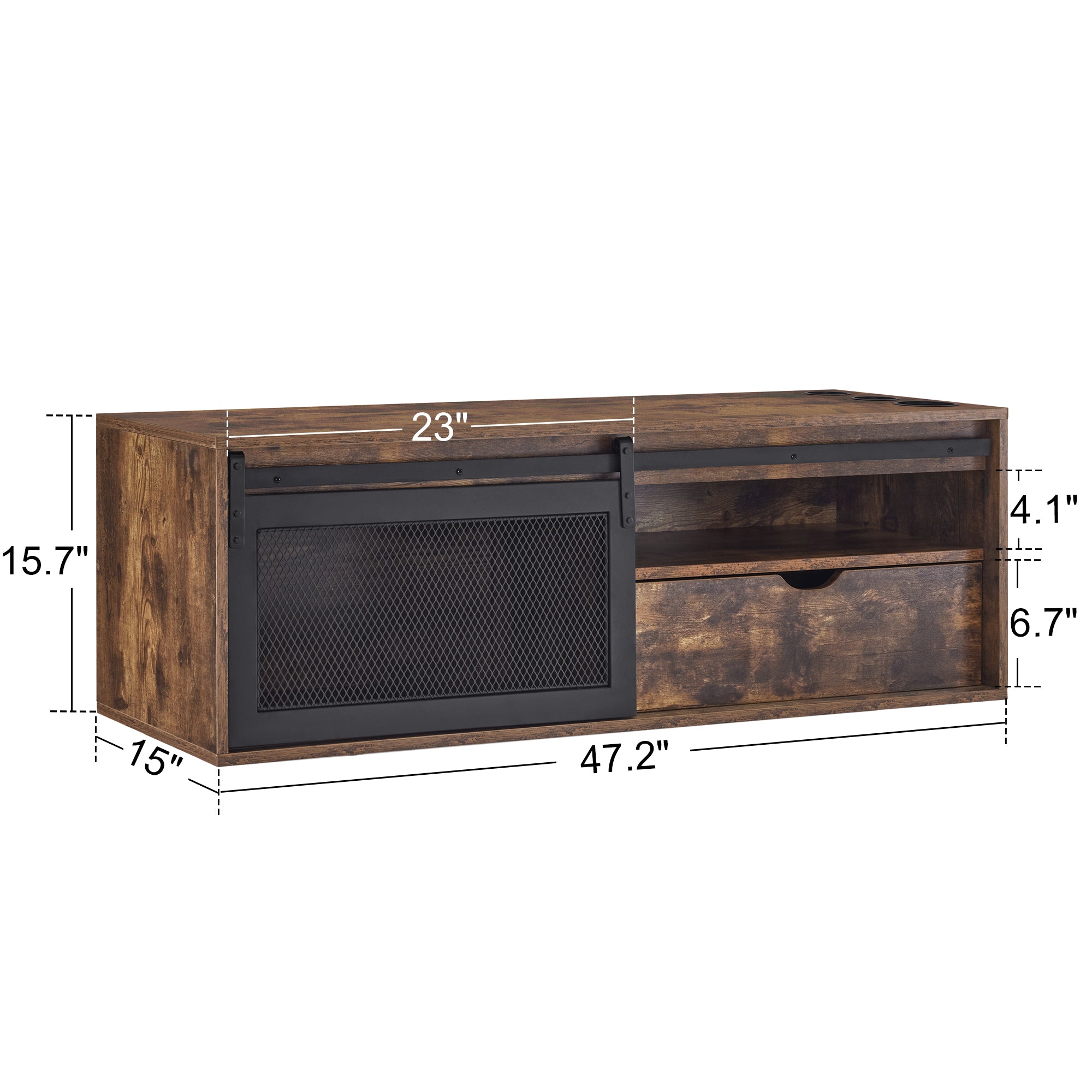 BarberPub Wall Mount Station with 3 Tool Holders, Multi-functional Storage Cabinet with Sliding Door 2503