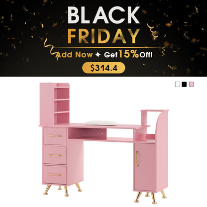 BarberPub Manicure Table with Wrist Cushion Makeup Dressing Station Beauty Nail Desk 2636