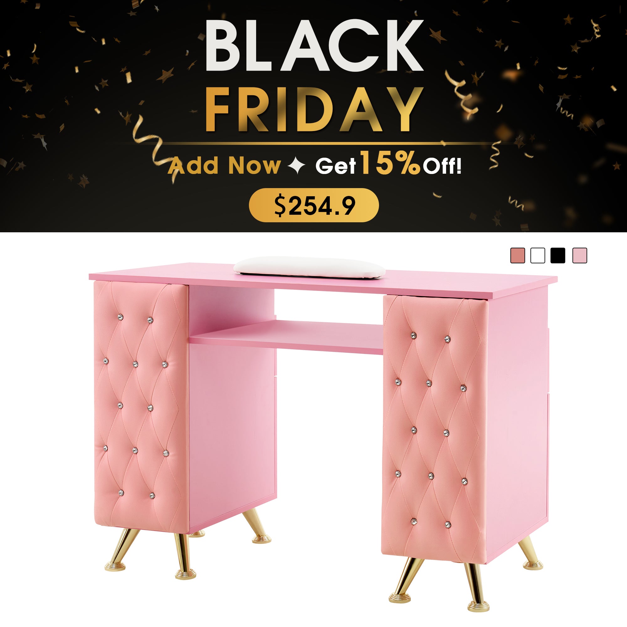 BarberPub Acetone Resistant Manicure Table Nail Equipment for Storage 2671