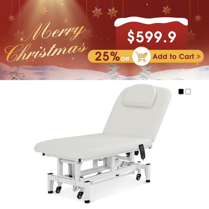 2 Motors Electric Facial Bed with Adjustable Height & Backrest, Rolling Message Tattoo Chair 2750
