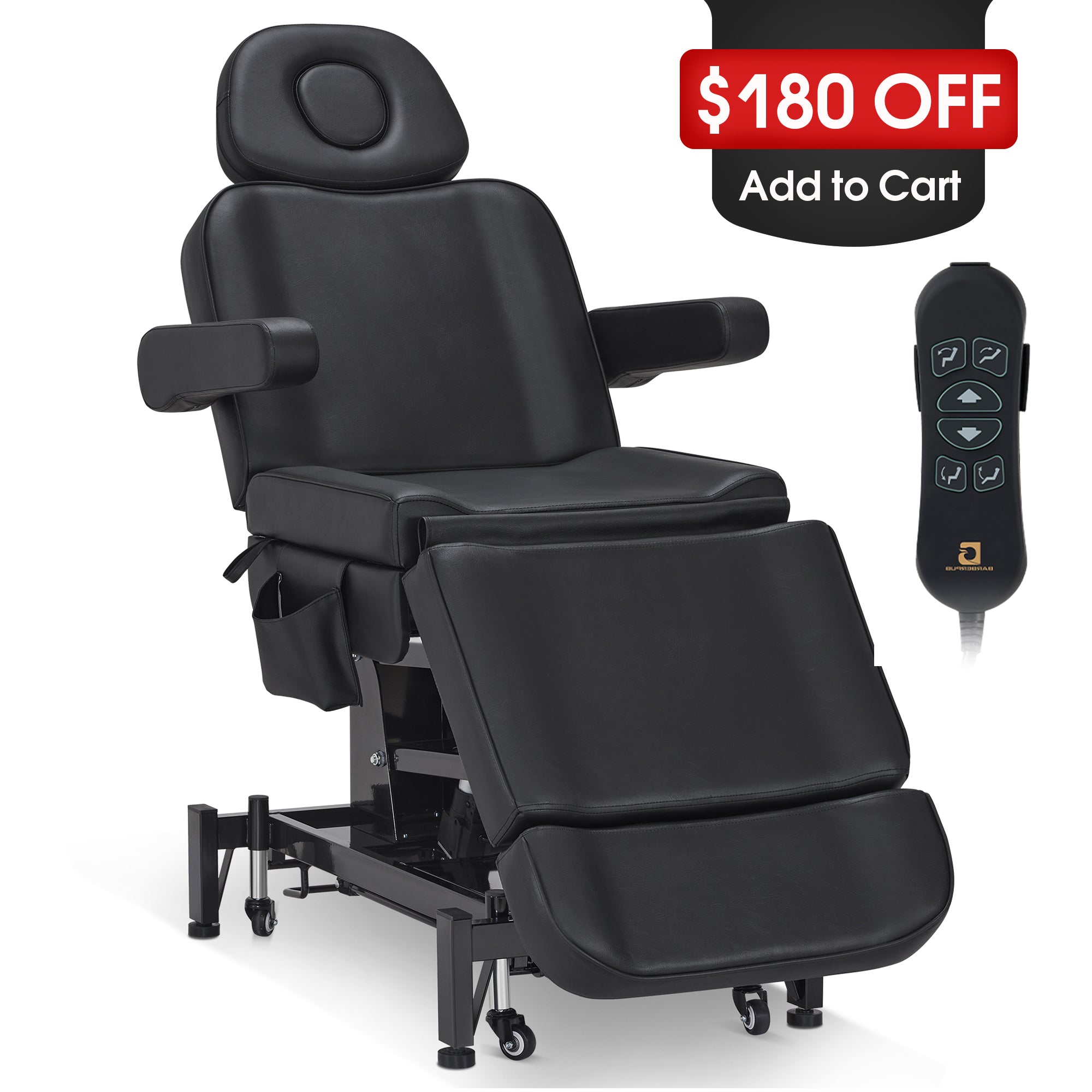 Professional 3-Motor Electric Beauty Bed with Foot-Controlled Wheels, Height, Backrest & Leg Rest Adjustable 2754