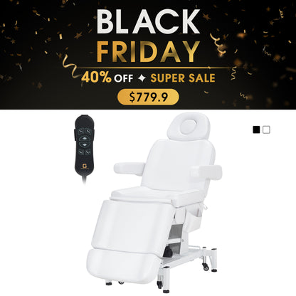 3 Motors Adjustable Electric Massage Beauty Bed, Spa Facial Chair with Foot Casters, PVC Leather 2754