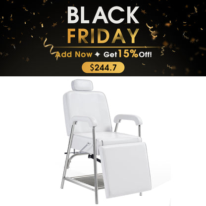 BarberPub Professional Tattoo Chair with Headrest Massage Bed with Storage Shelf 2767