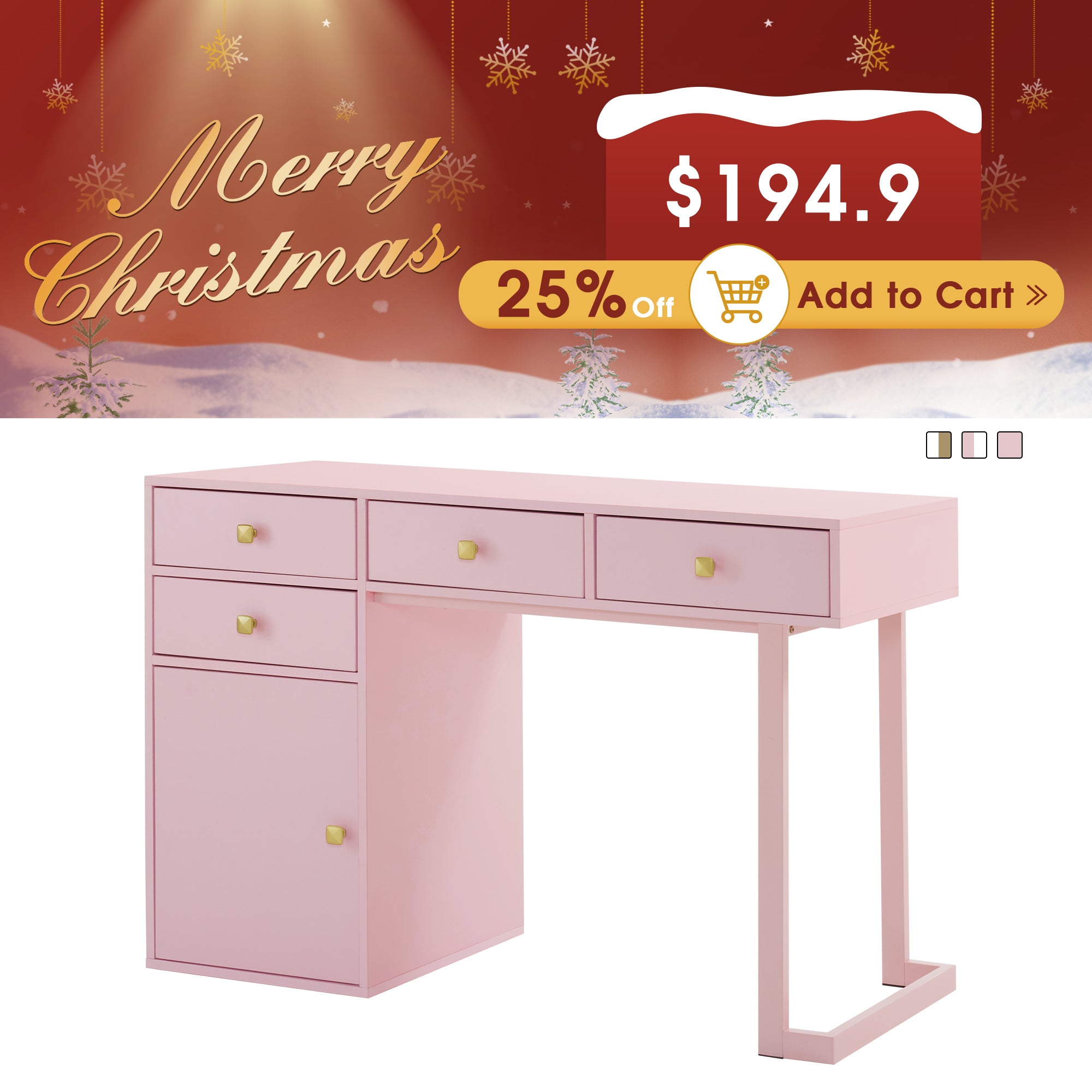 BarberPub Manicure Table with Drawers Nail Storage Desk with Display Open Area 2990