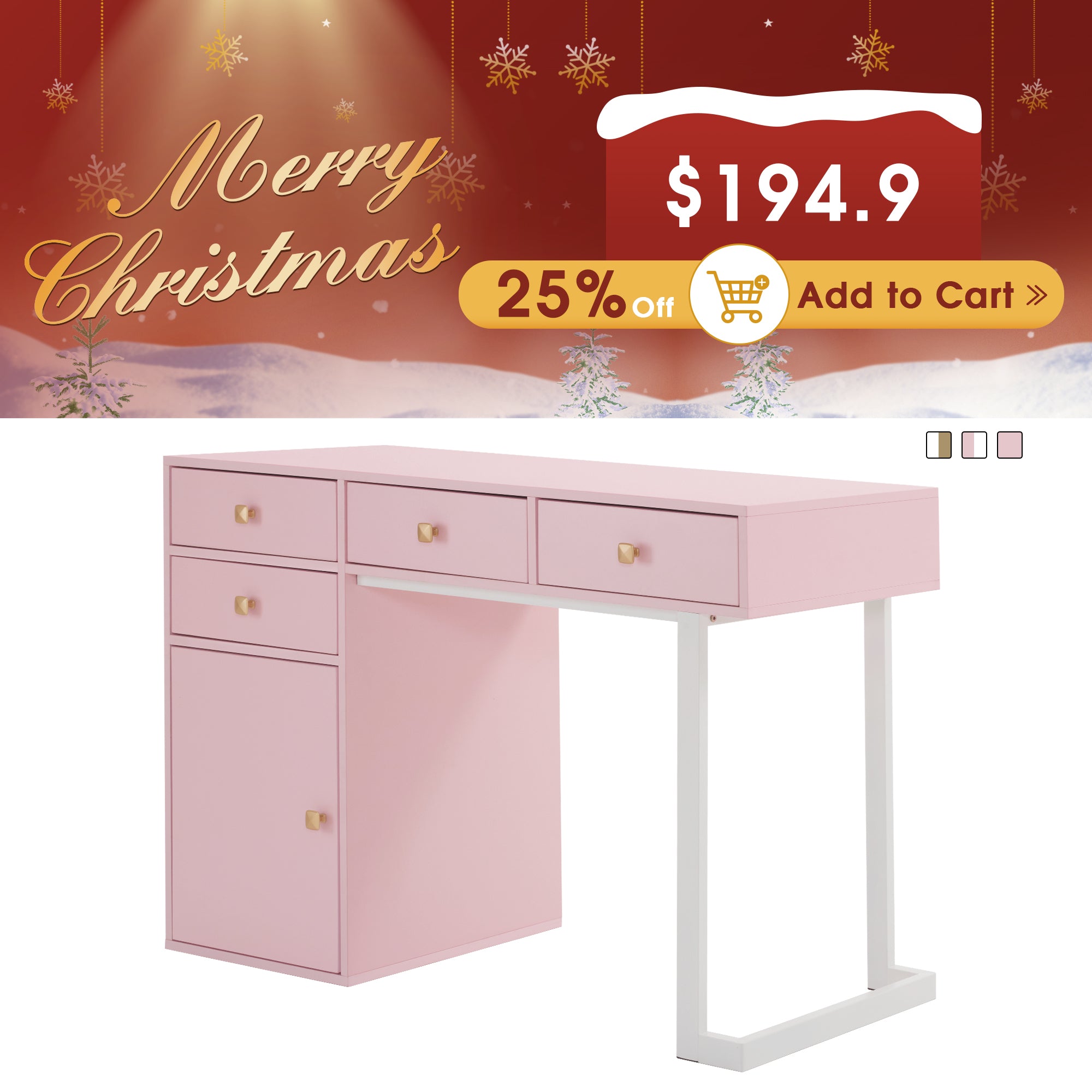 BarberPub Manicure Table with Drawers Nail Storage Desk with Display Open Area 2990