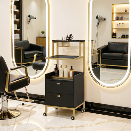 Beauty Salon Trolley with Tool Holders & Wheels, SPA Barber Rolling Cart with  Metal Frame 2084