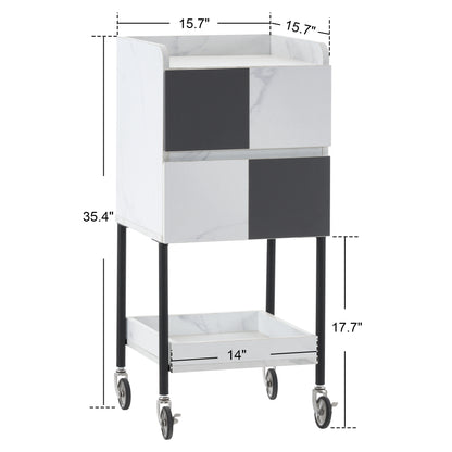 BarberPub Salon Storage Trolley with Casters, Contrast Panel Craft Art Serving Cart 2007