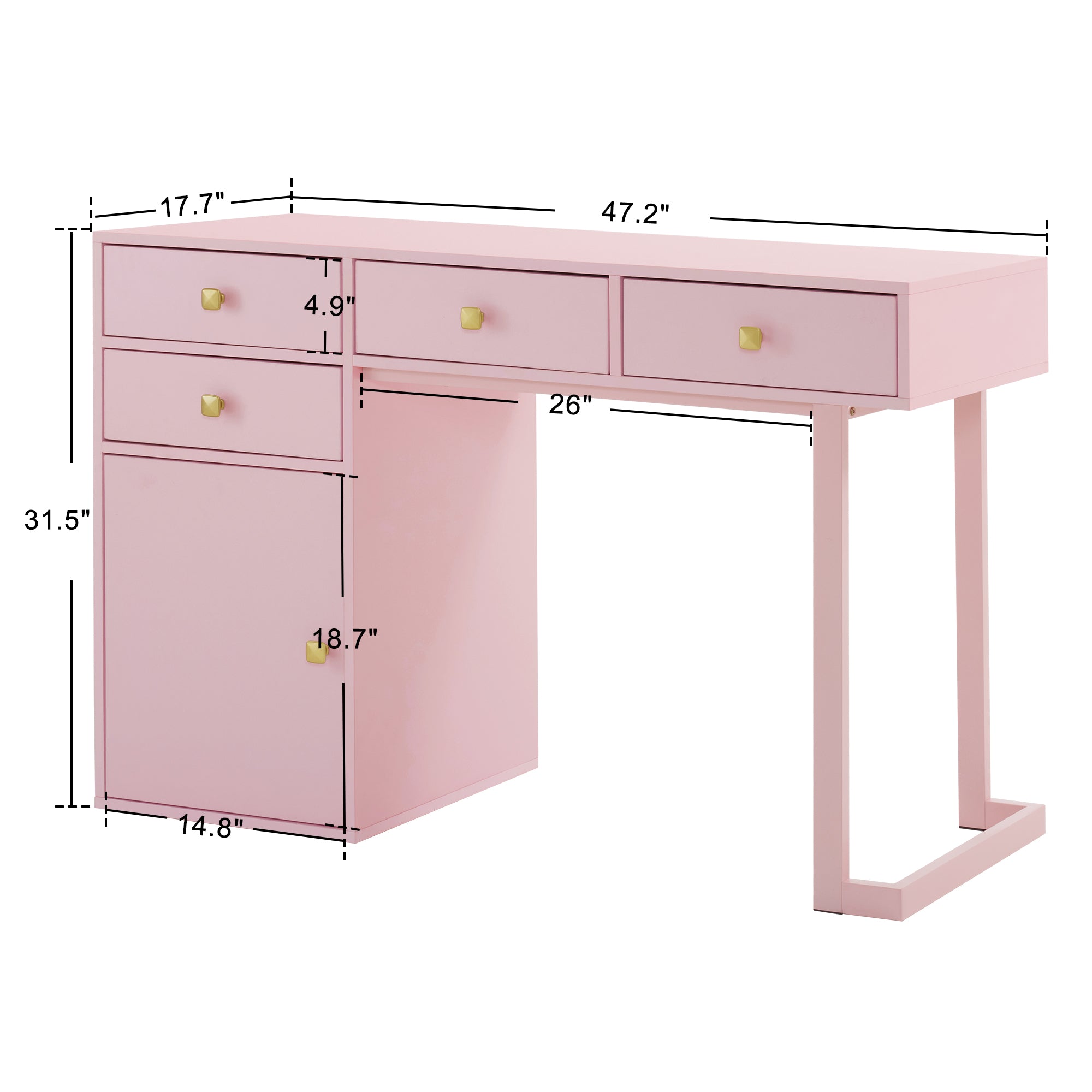 BarberPub Manicure Table with Drawers Nail Storage Desk with Display Open Area 2990