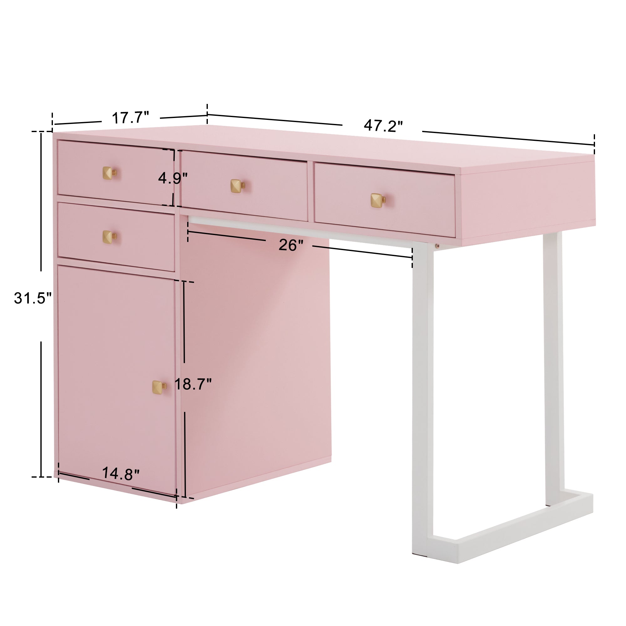 BarberPub Manicure Table with Drawers Nail Storage Desk with Display Open Area 2990