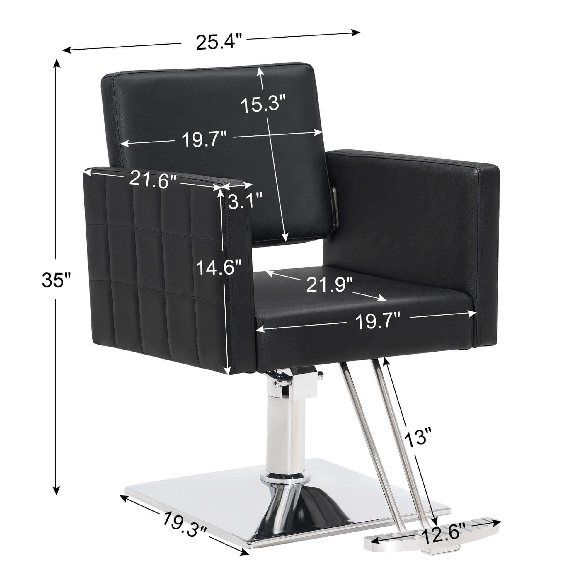 Salon Chair 8821 & Anti-Fatigue Mat 0040 Set - Professional Hydraulic Salon Chair with Ergonomic 0.5" Thick Salon Mat