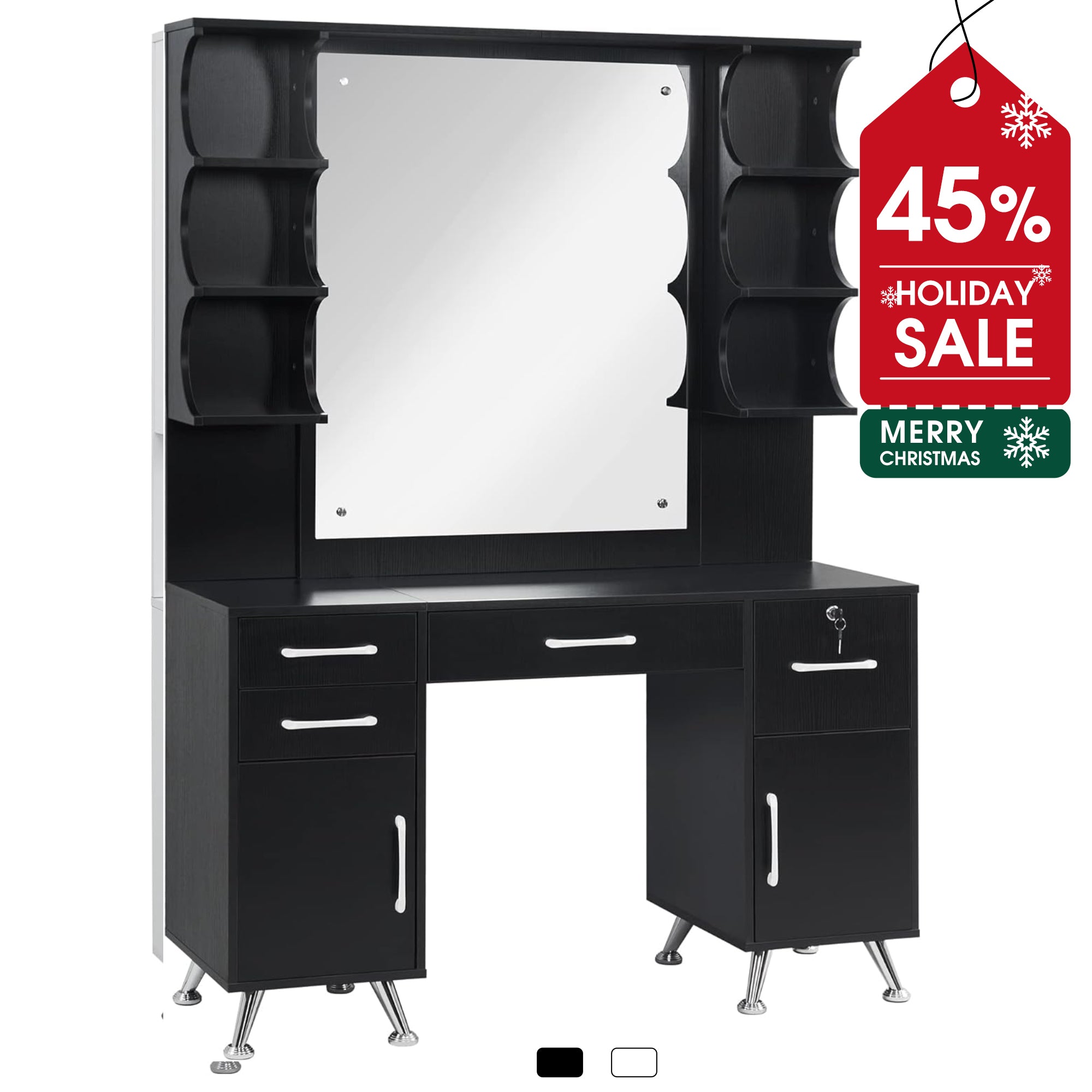 BarberPub Vanity Set with Mirror Make up Table Spa Styling Station 3143