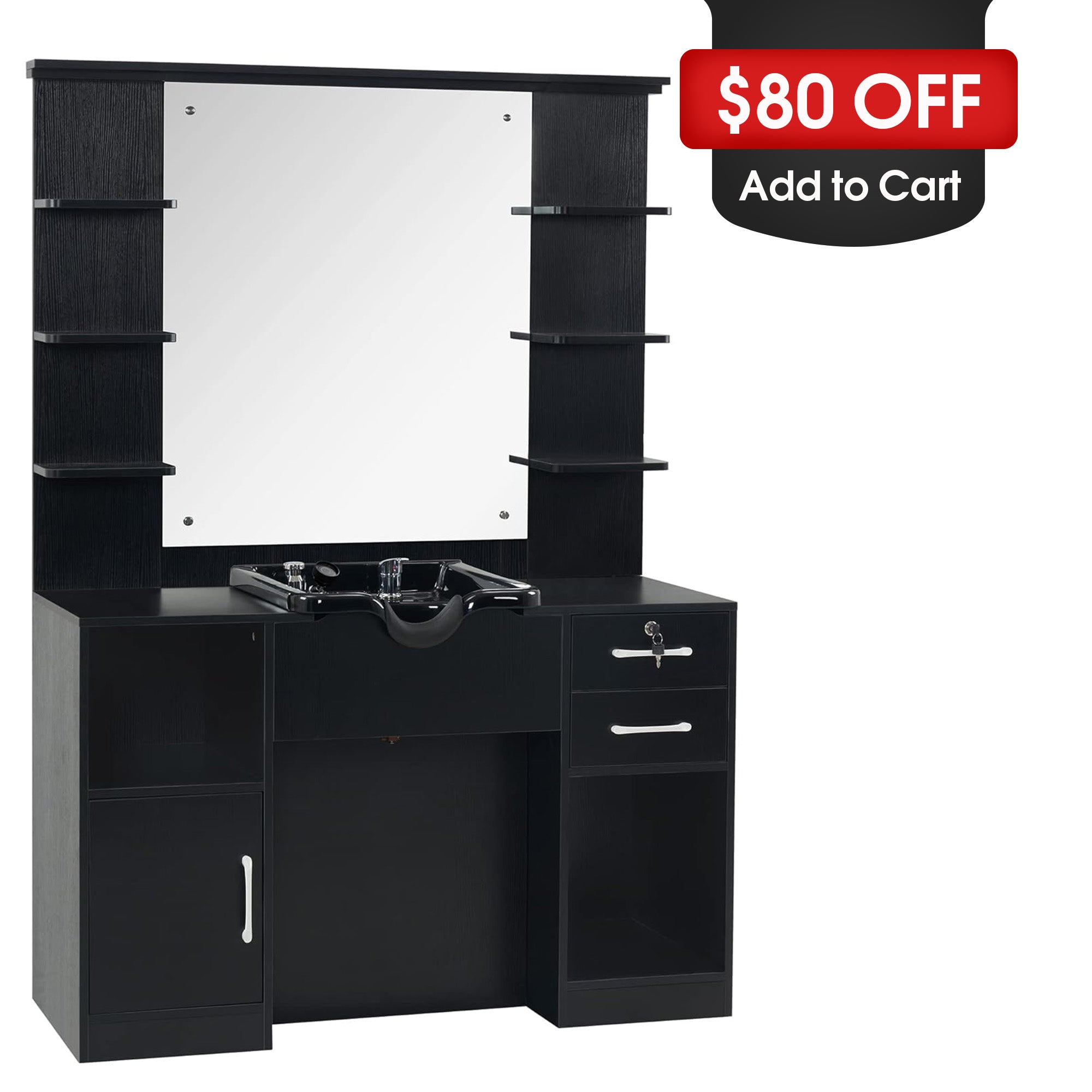 Barber Wall Mount Shampoo Station For Storage, High-end Hair Salon Styling Furniture Set 3145