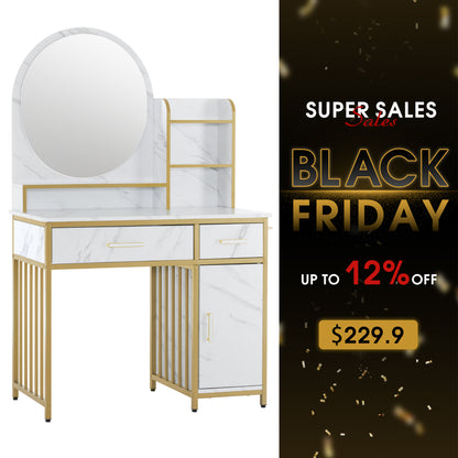 BarberPub Modern Vanity Desk with Mirror, Light Luxury Dressing Table for Bedroom 3362