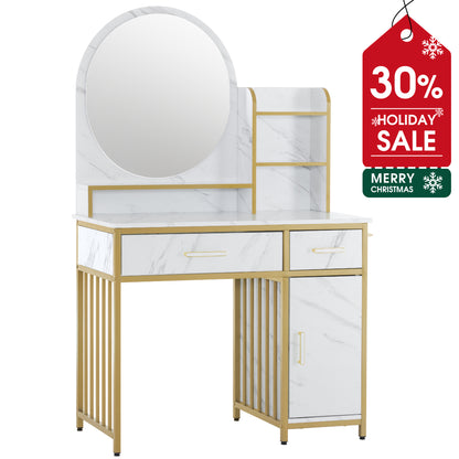 BarberPub Modern Vanity Desk with Mirror, Light Luxury Dressing Table for Bedroom 3362