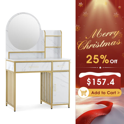 BarberPub Modern Vanity Desk with Mirror, Light Luxury Dressing Table for Bedroom 3362