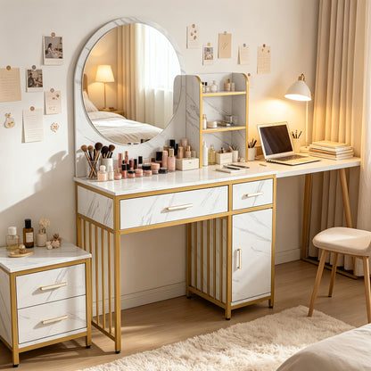 BarberPub Modern Vanity Desk with Mirror, Light Luxury Dressing Table for Bedroom 3362